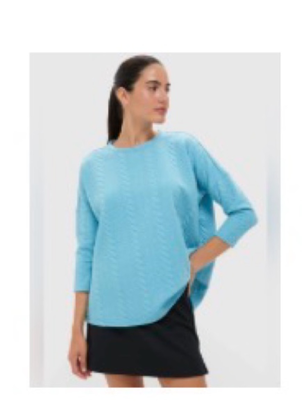 Tuckernuck Sport Ally Milky Blue Cable Swing Sweatshirt Top NWT